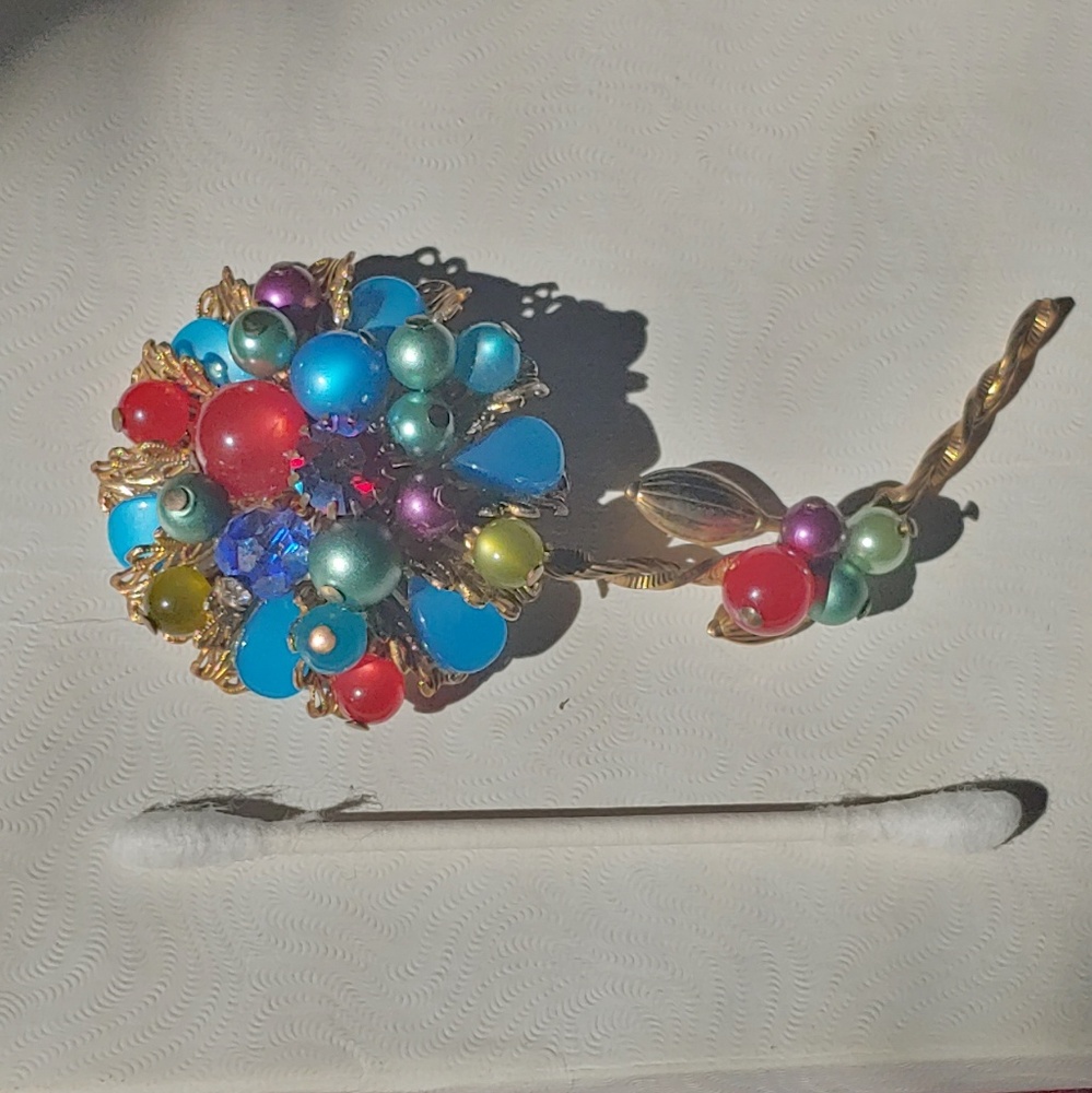 Vintage Miriam Haskell era brooch filigree flower - Picture 7 of 8